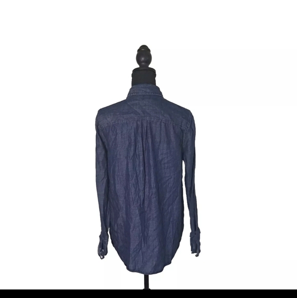 Banana Republic Boyfriend Fit Blue Chambray Button Down Shirt Size Small B27#1 - Picture 2 of 8